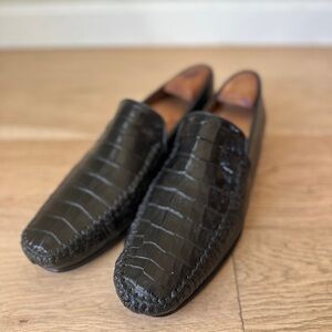 Mezlan Black Crocodile Loafers